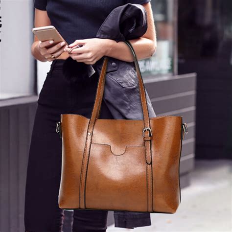 medium to small fake leather tote bags|medium zip top leather handbags.